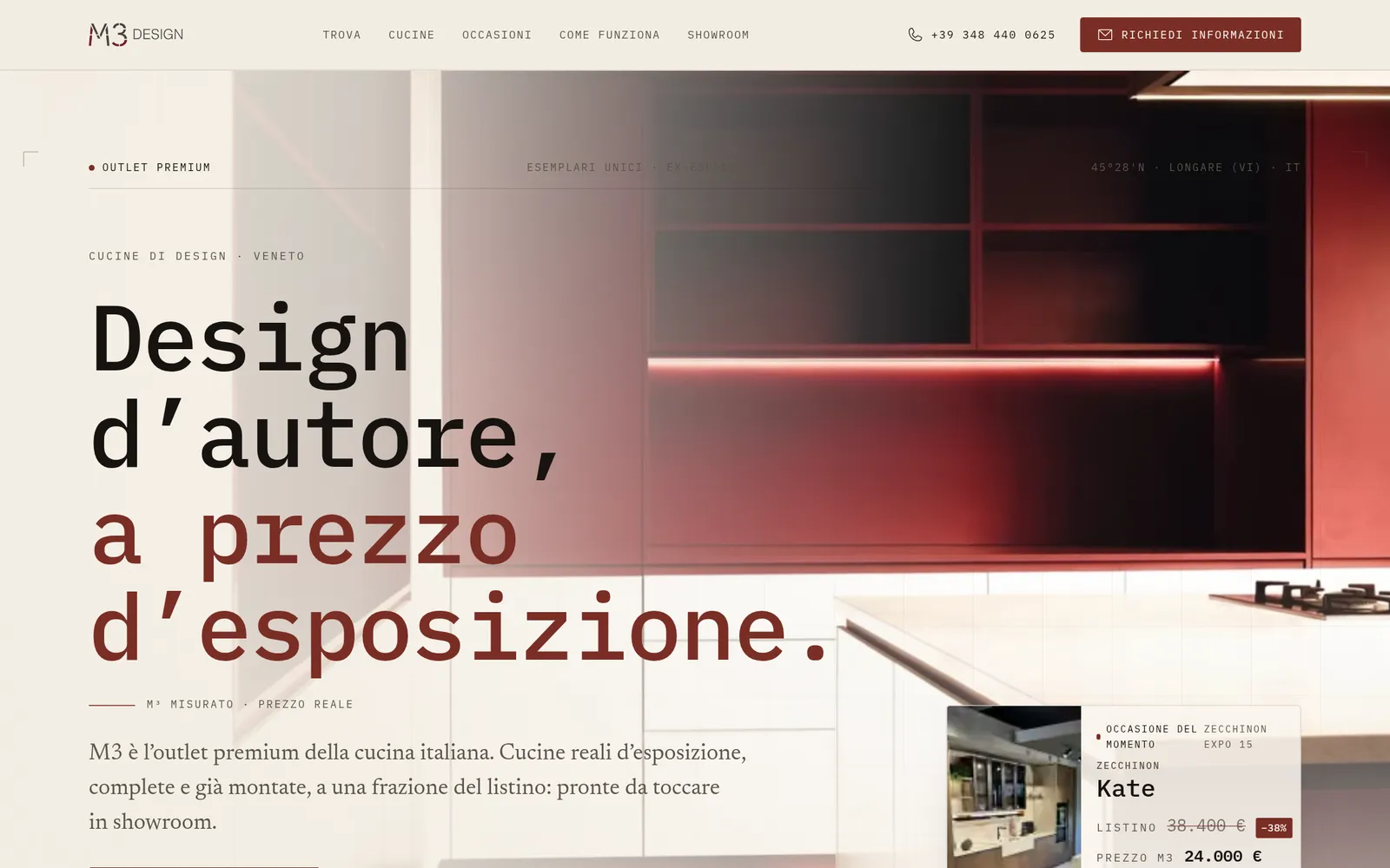 The M3 Design website on desktop, m3-design.it