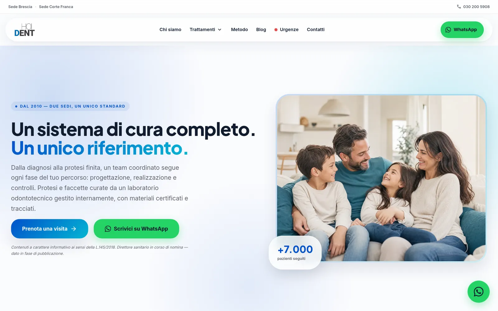The HolDent website on desktop, holdent.it