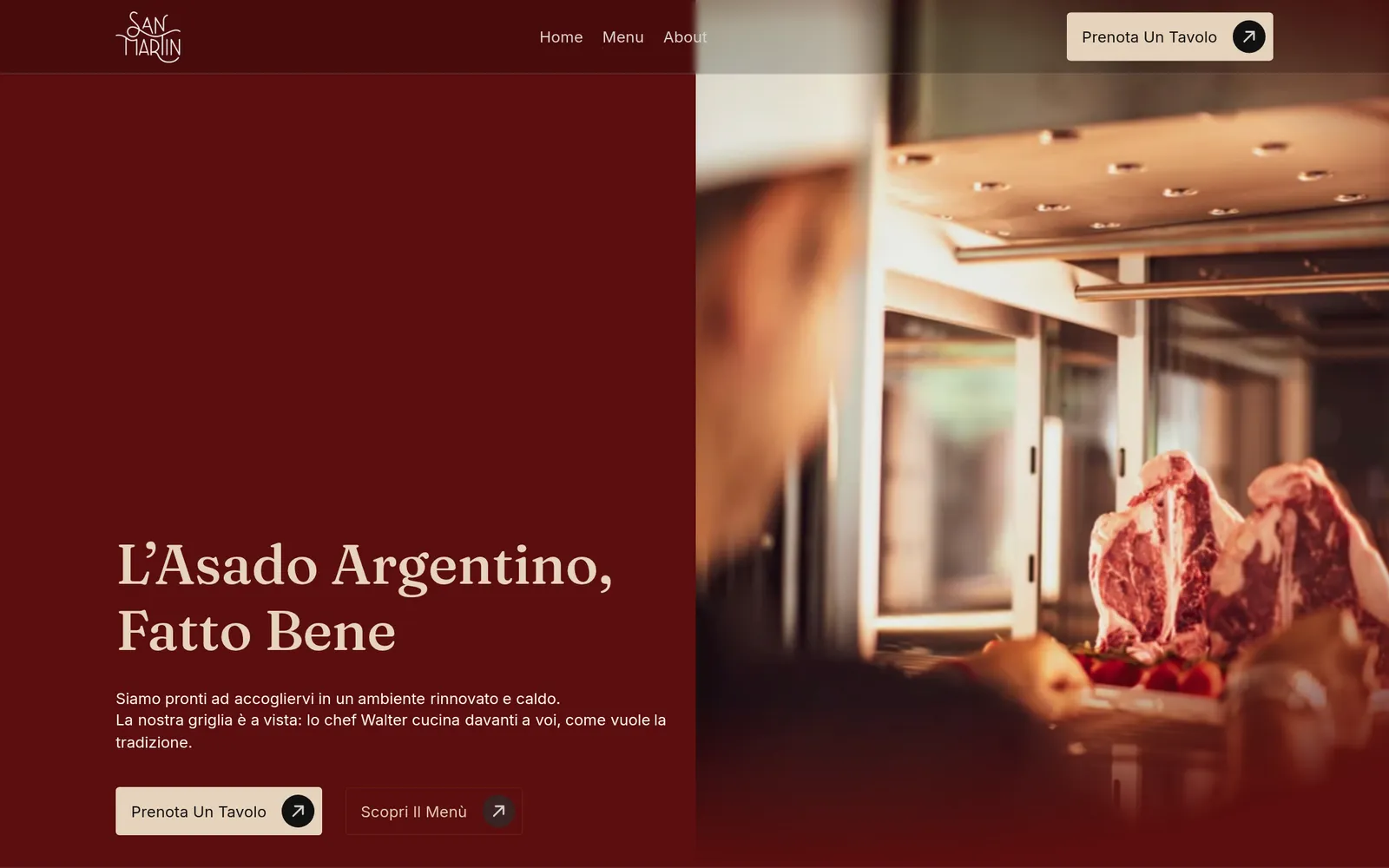 The San Martin website on desktop, ristorantesanmartin.com