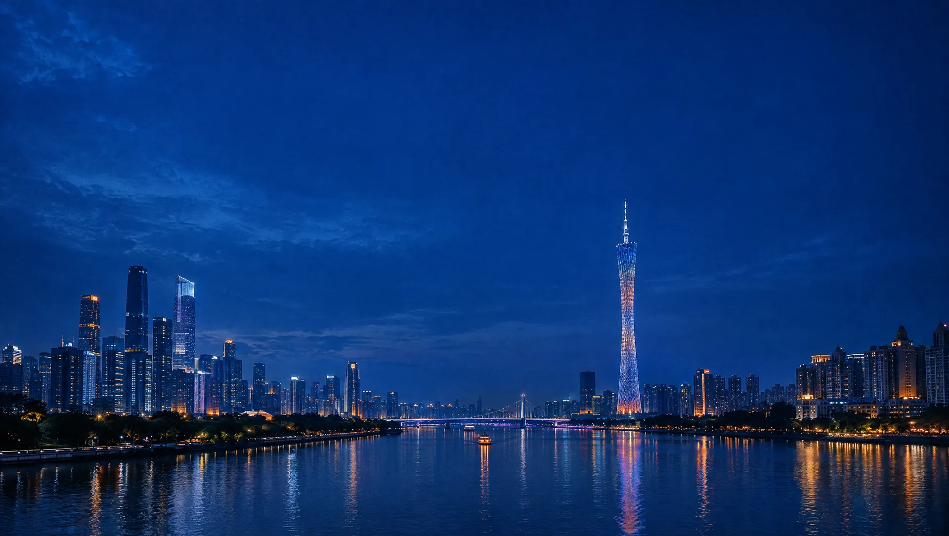 Guangzhou and the Canton Tower at blue hour