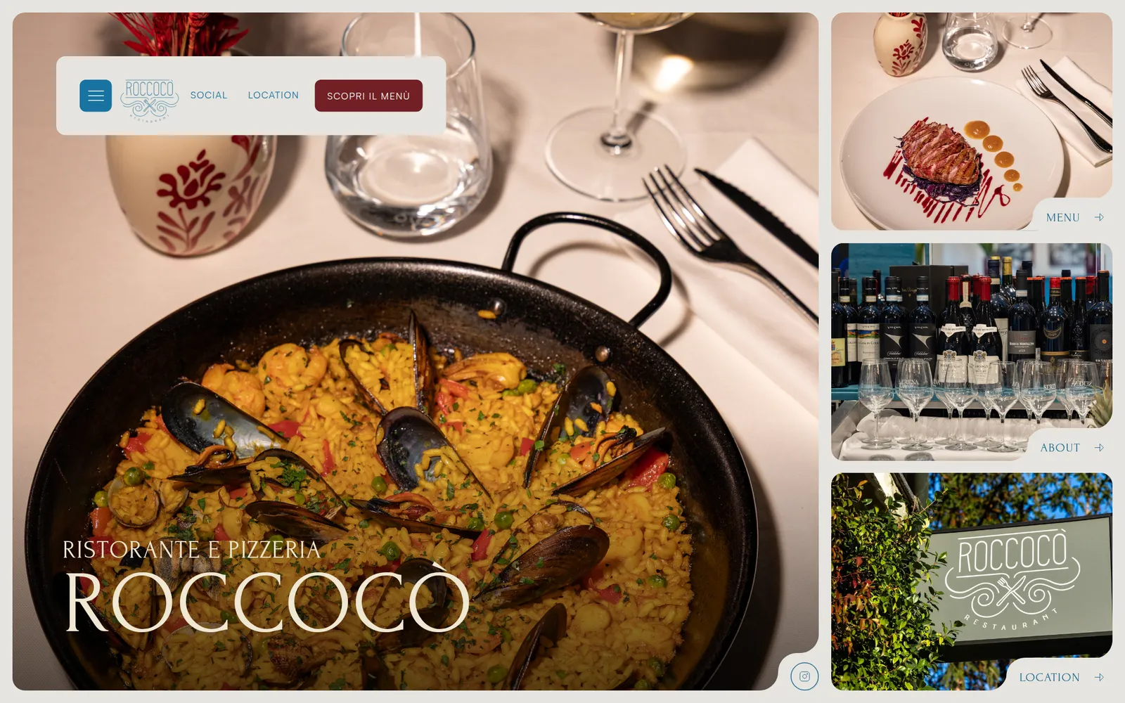 The Roccocò website on desktop, ristoranteroccoco.com